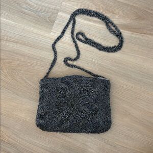 Navy Beaded Evening Bag